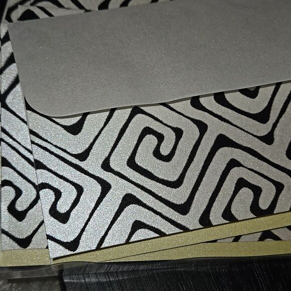 Black Cream Patterned Cards Envelopes Yellow Inside Blank Stationary Note Thanks - Picture 3 of 15